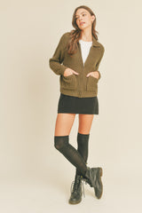 Olive Full Zip Sweater Cardigan