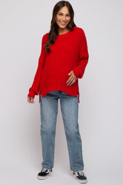 Red Dropped Shoulder Maternity Sweater