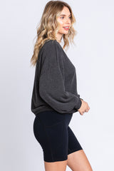 Black Ribbed V-Neck Cropped Sweater