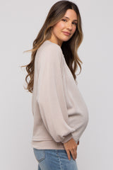 Cream Ribbed Maternity Pullover Top