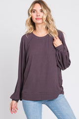 Plum Ribbed Pullover Top