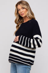 Black Striped Maternity Sweater