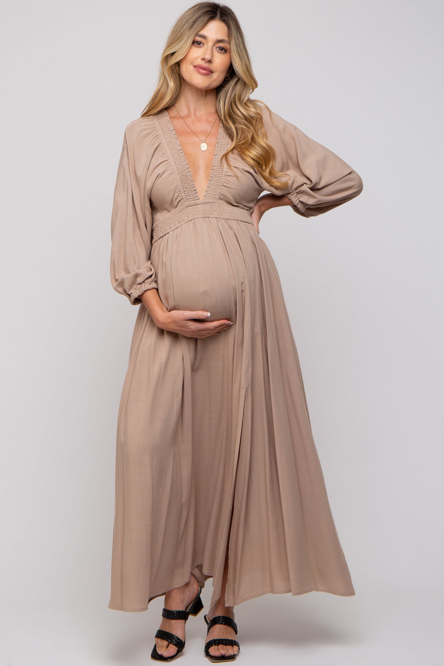 TOPSHOP Maternity Dress sz 12 US Beige Tan NWT