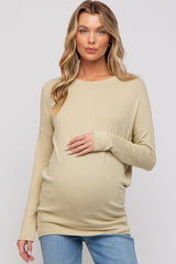 Light Olive Knit Long Sleeve Maternity Top