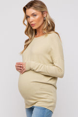 Light Olive Knit Long Sleeve Maternity Top