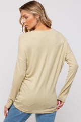 Light Olive Knit Long Sleeve Maternity Top