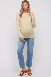 Light Olive Knit Long Sleeve Maternity Top