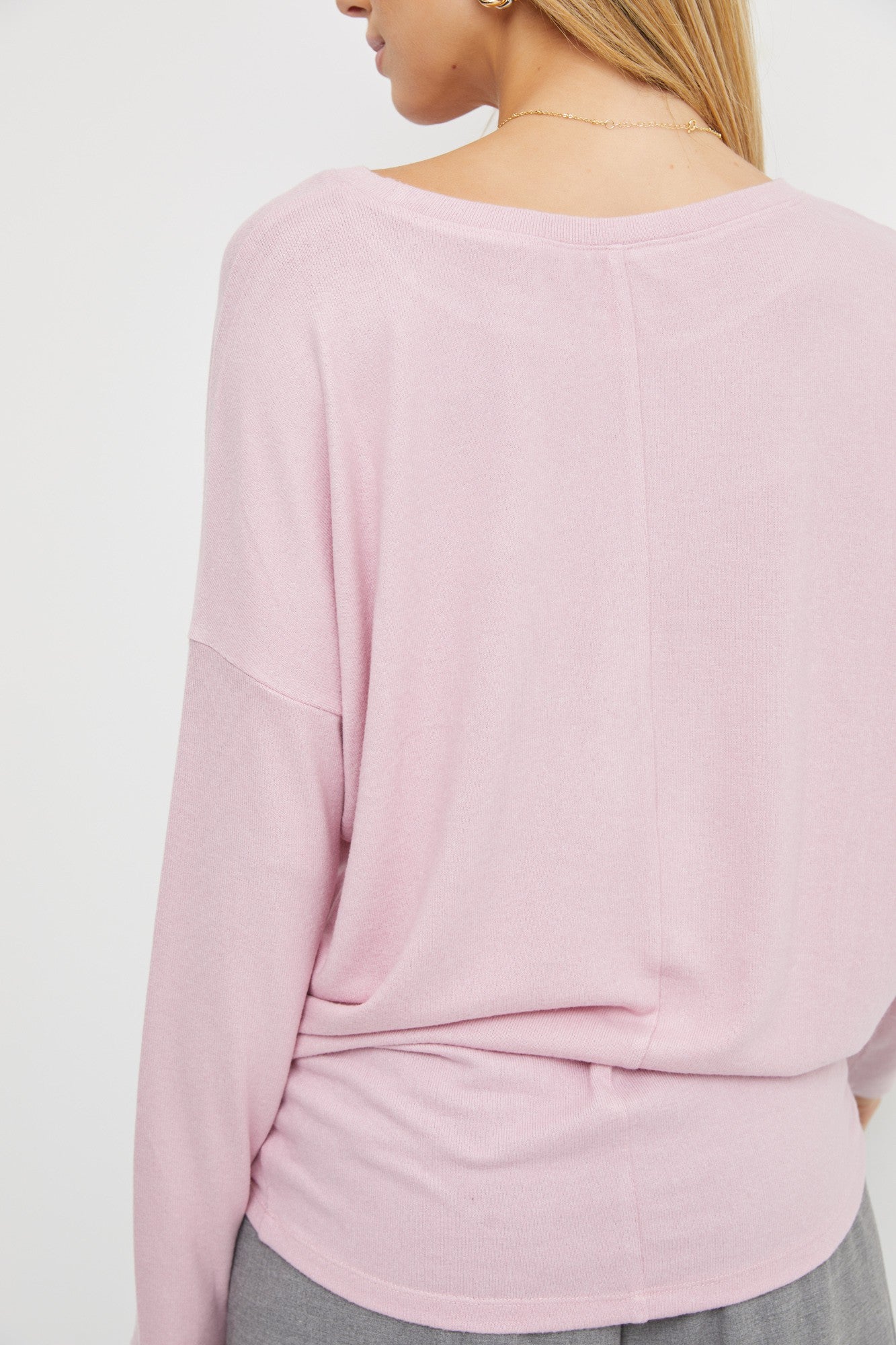 Hot Pink Off-Shoulder Long Sleeve Knit Top