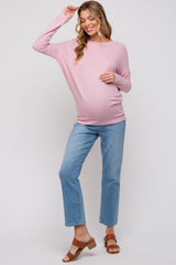 Light Pink Knit Long Sleeve Maternity Top