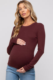 Burgundy Long Sleeve Maternity Top