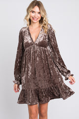 Mocha Velvet Long Sleeve Dress