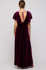 Burgundy Velvet Maternity Maxi Dress