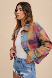 Pink Combo Soft Brushed Multicolor Loose Fit Jacket