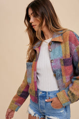 Pink Combo Soft Brushed Multicolor Loose Fit Jacket