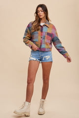 Pink Combo Soft Brushed Multicolor Loose Fit Jacket