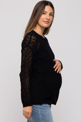 Black Chenille Open Knit Maternity Sweater