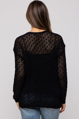 Black Chenille Open Knit Maternity Sweater