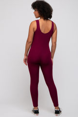 Burgundy Ribbed Bodycon Jumpsuit