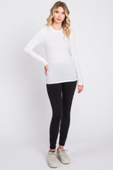 Ivory Ribbed Long Sleeve Top