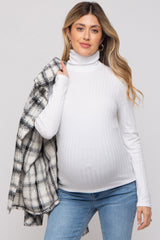 Ivory Ribbed Long Sleeve Maternity Turtle Neck Top