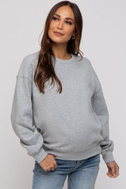 Heather Grey Basic Fleece Maternity Sweatshirt