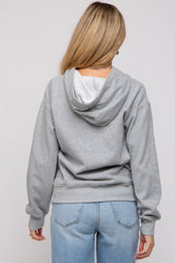 Heather Grey Front Pocket Hooded Fleece Maternity Sweatshirt