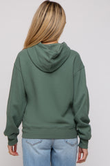 Green Front Pocket Hooded Fleece Maternity Sweatshirt