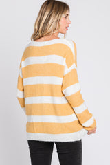 Yellow Striped V-Neck Sweater