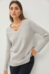 Grey V-Neck Basic Maternity Sweater