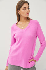 Pink V-Neck Basic Maternity Sweater