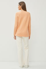 Peach V-Neck Basic Sweater