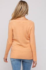 Peach V-Neck Basic Maternity Sweater