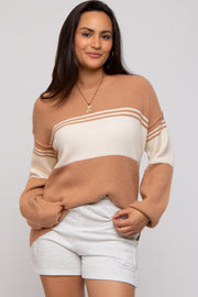 Camel Striped Colorblock Sweater