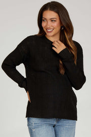 Black Pattern Knit Maternity Sweater