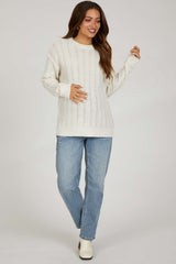 Ivory Pattern Knit Maternity Sweater