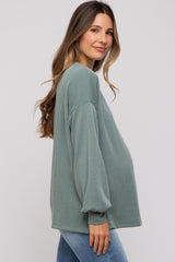 Light Olive Ribbed Long Sleeve Maternity Top