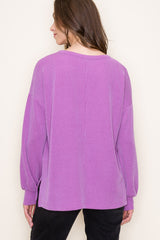 Magenta Ribbed Long Sleeve Top