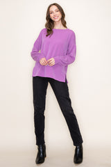 Magenta Ribbed Long Sleeve Top