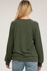 Olive Ribbed Long Sleeve Maternity Top