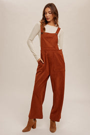 Rust Twill Suede Overall With Side Zipper