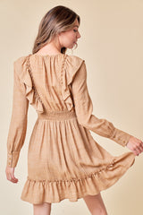 Sand Ruffle Woven Dress