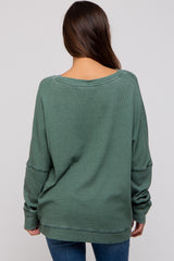 Green Waffle Knit Long Sleeve Maternity Top