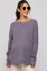 Grey Waffle Knit Long Sleeve Maternity Top