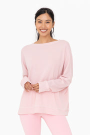 Light Pink Waffle Knit Long Sleeve Top