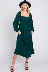 Forest Green Square Neck Maternity Maxi Dress