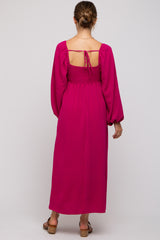 Magenta Square Neck Maternity Maxi Dress