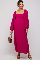 Magenta Square Neck Maternity Maxi Dress