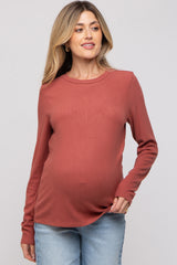 Rust Soft Knit Long Sleeve Maternity Top