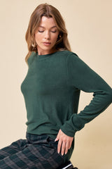 Forest Green Soft Knit Long Sleeve Top