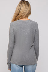 Heather Grey Soft Knit Long Sleeve Maternity Top